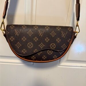 Elegant  Brown Monogram Crossbody Bag